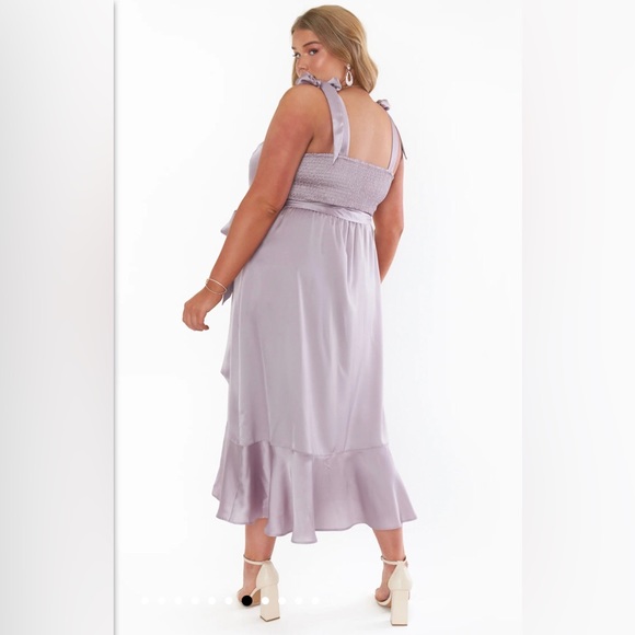 NWOT Show Me Your Mumu Claire Midi Dress in Dusty Purple Luxe Satin Size XXL - Picture 4 of 7